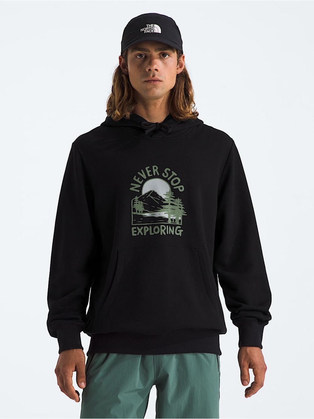 The North Face Outdoor Graphic Hoodie Men’s M Black Never Stop Exploring NWT